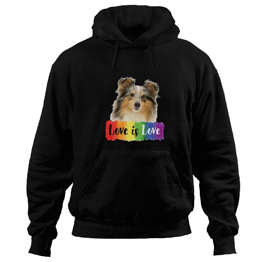 Dog Shetland Love is Love Rainbow Dog Shetland Sheepdog Hoodies