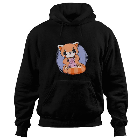 Funny Bear Pastel Goth Red Panda With Baby Teddy Bear Toy Cute Chibi Cute Bears Hoodies