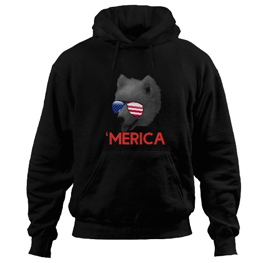 Dog Samoyed Merica samoyed American Flag 4th of July Hoodies