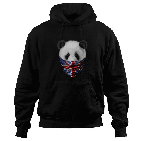 Funny Bear Patriot Giant Panda in British Union Jack Bandana Cute Bears Hoodies