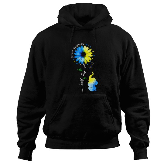 Faith Hope Love Awareness Downs Syndromes the Blue Elephant 2 Hoodies