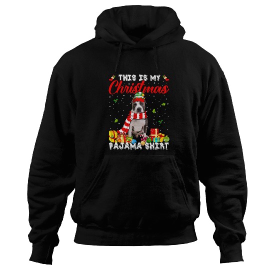 Bully Dog This Is My Pitbull Dog Christmas Pajama xmass Lights 163 Pitbull Dog Hoodies