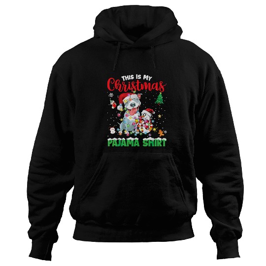 Bully Dog This Is My Christmas Pajama Pitbull Santa Hat Lights 200 Pitbull Dog Hoodies