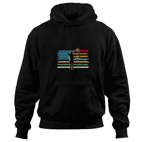 Archery bow sport vintages retro art US FLAG archeries gifts Hoodies