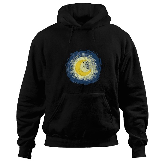 French Moon Painting Art Impressionism Brush Strokes Hoodies