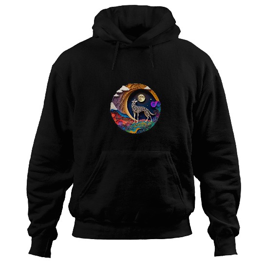 Dog Grayhound Greyhound Dog in Space Full Moon Planets Stars Cute Abstract Hoodies