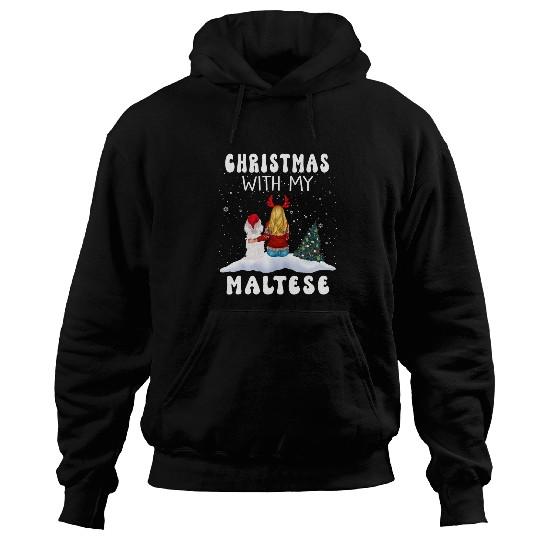 Dog Maltese Christmas With My Maltese Dog Puppy Funny Xmas Hoodies