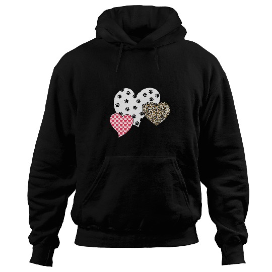 Girls Cute Pink Hearts Leopard Print And Dog Paw Prints Kids Hoodies