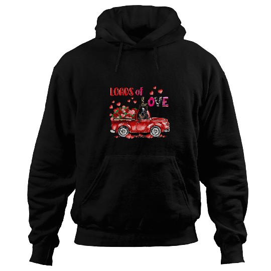 Cute Blue Heeler Dog Driving Red Truck Happy Valentines Day Hoodies