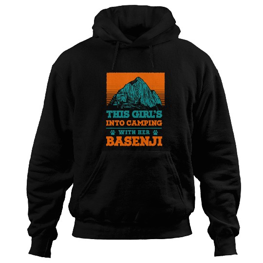 Camping Camp Girls Into Camping with Her Basenji Dog Mama Ango Angari Camper Hoodies