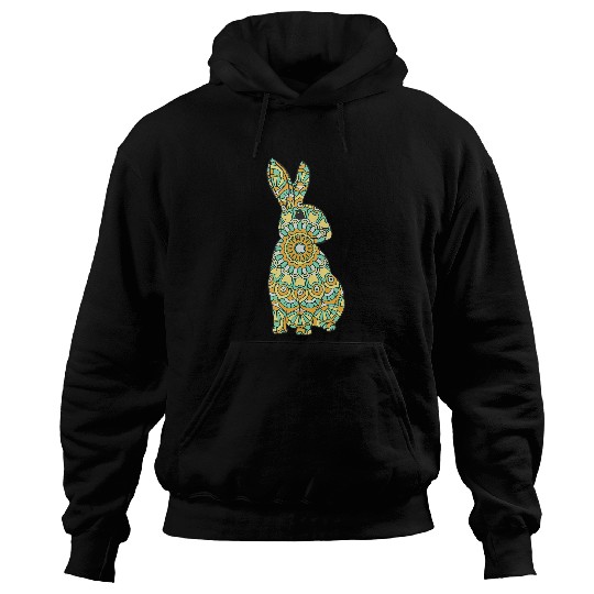 Rabbits Mandala Rabbit Geometric Pattern Art Mandala Animal Hoodies