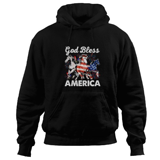 Christian Patriotic Horse God Bless America 4th Of July Tee Christ Hoodies