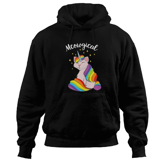 Cat Unicorns Unicat Rainbow Cute Illustration Hoodies