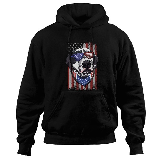 Dalmatian American Flag Art USA 4th of July Dog 316 Dog Lover Dalmatians Dog Hoodies