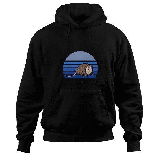 Blue Retro Sun Opossum Illustration Love Opossum Owner Hoodies