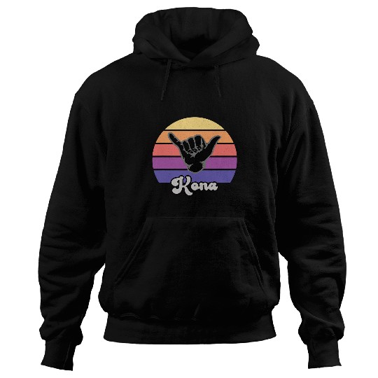 Surf Life Kona Hawaii HI Retro Shaka vintages Surfer Surfing Hang Loose Hoodies