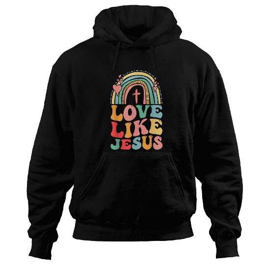 Christian Retro Religious God Christian Rainbow Love Like Jesus Christ Hoodies
