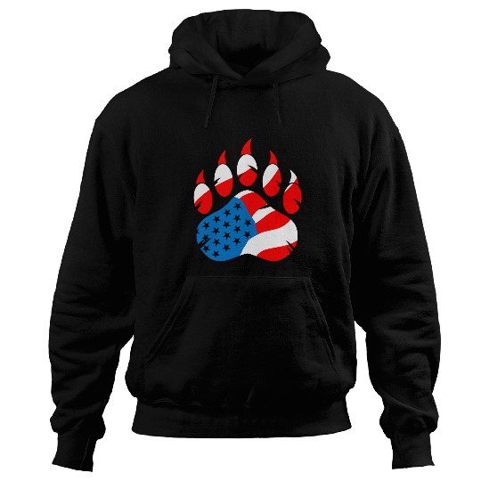 Funny Bear Paw Bear Claw US Flag Native American Cute Bears Hoodies