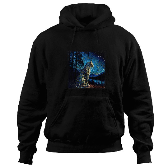 Leopard Gift Surrealism Starry Night Amur Leopard Hoodies