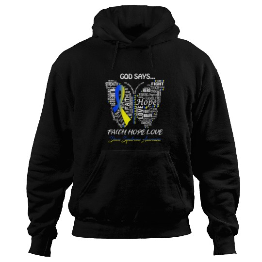 Butterfly Faith Hope Love Down Syndromes Awareness Gifts Hoodies