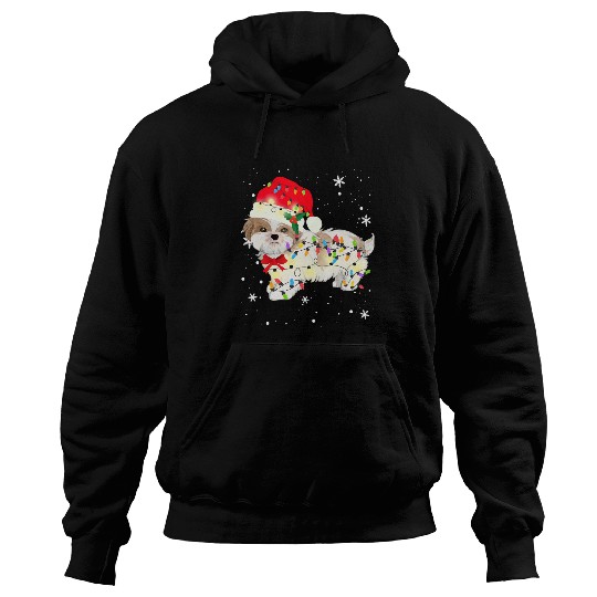 Shih Tzu Dog Christmas Light xmass Mom Dad Gifts Hoodies