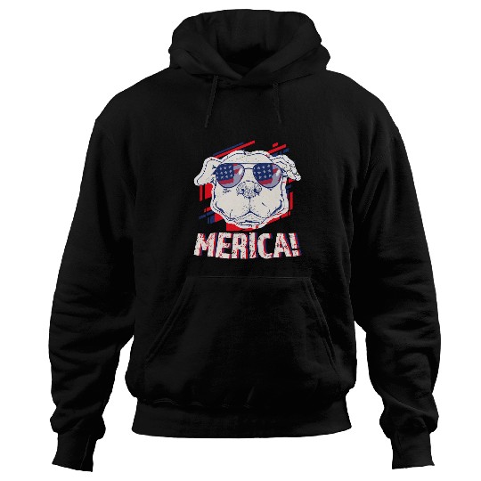 Bully Merica 4th of July American Flag Patriotic USA 517 Pitbull Dog Hoodies