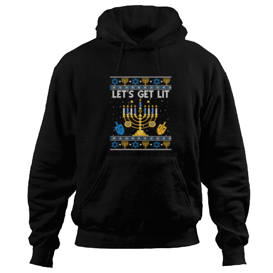 Lets Get Lit Hanukkah Jew Menorah Jewish Chanukkah Xmas3 Hoodies
