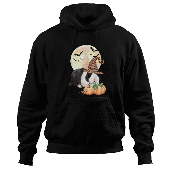 Rabbits Halloween Bunny With Witch Hat Witchy Rabbit Full Moon Bats 109 Hoodies