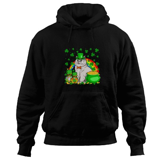 Two Gnomes And Persian Wearing Patricks Day Hat Shamrocks Hoodies