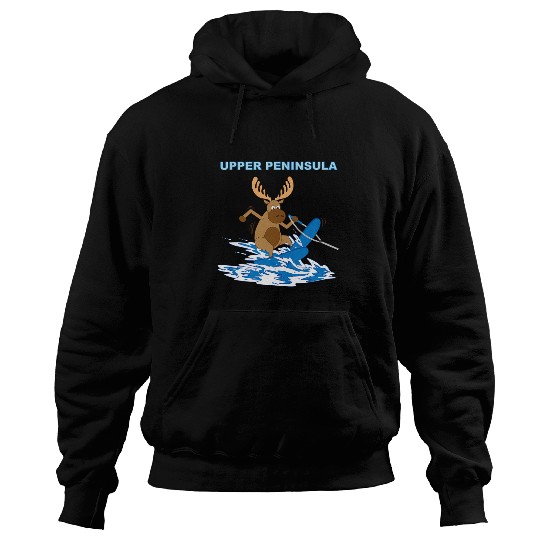 Skiing Ski Upper Peninsula Moose Gift for Yooper Water Skiing UP Hoodies