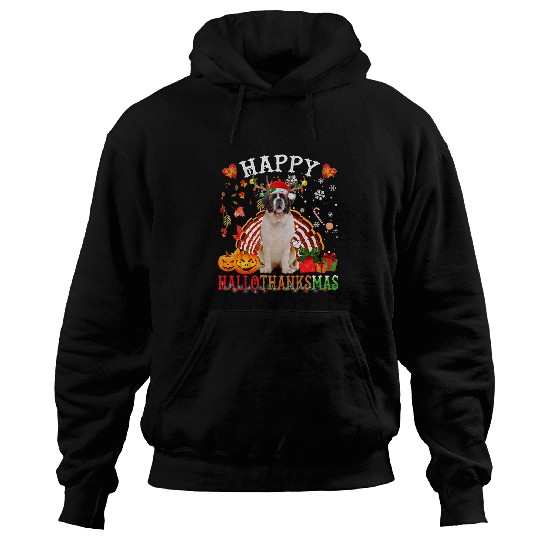 Halloween Thanksgiving Christmas St Bernard HalloThanksMas Hoodies