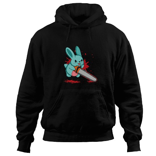 Rabbits Cute Bad Evil Bunny Scary Saw Rabbit Egg Happy Easter Sunday Hoodies