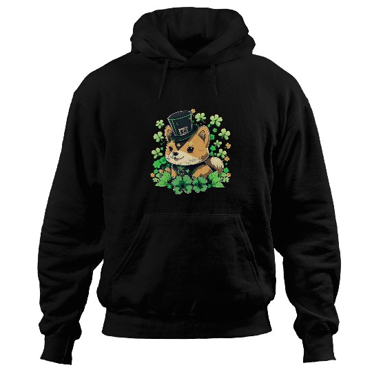 Dog Shiba Inu Irish Shamrock St Patricks Black and tan Shiba Inu 3 Hoodies