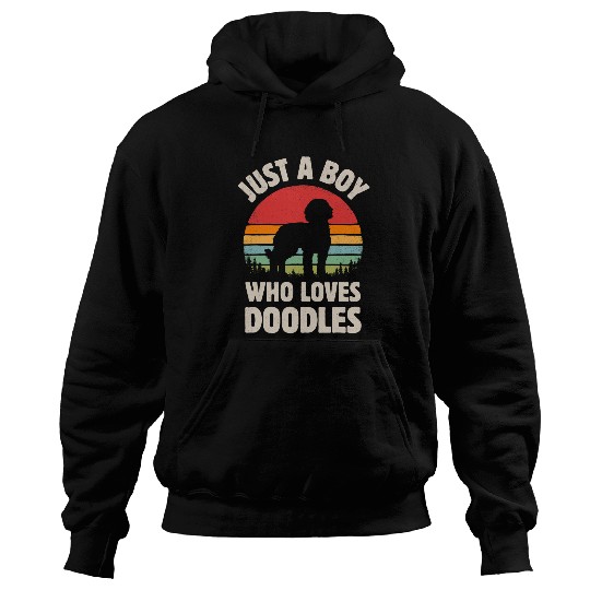 Goldendoodle Just A Boy Who Loves Doodles Dogs Retro vintages Doodle Dog Hoodies