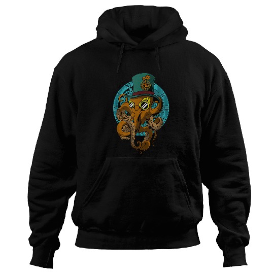 Octopuss Lover Steampunk Victorian Steam Powered Engine Octopus Hoodies