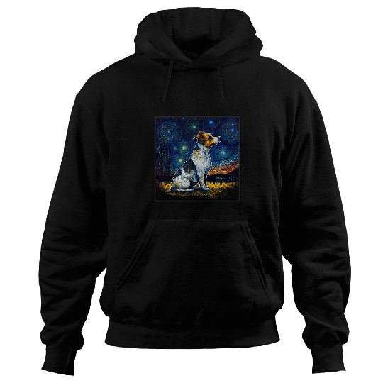Dog Jack Russell Surrealism Starry Night Jack Russell dog 1 Hoodies