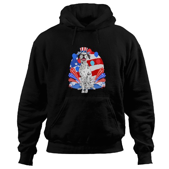 Dalmatian Merica 4th of July American Flag Patriotic 125 Dog Lover Dalmatians Dog Hoodies
