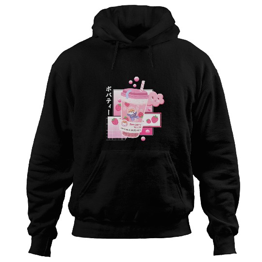 Dog Shiba Inu Kawaii Shiba Inu Dog Bubble Tea Boba Strawberry Milk Tea Hoodies