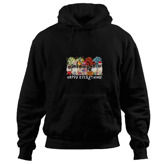 Pug Lover Happy Everything Seasons All Year Tree Lover50 Pugs Dog Hoodies