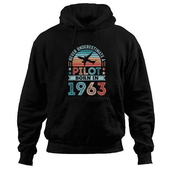 Pilot Job born 1963 60th Birthday Aviation Gifts Hoodies