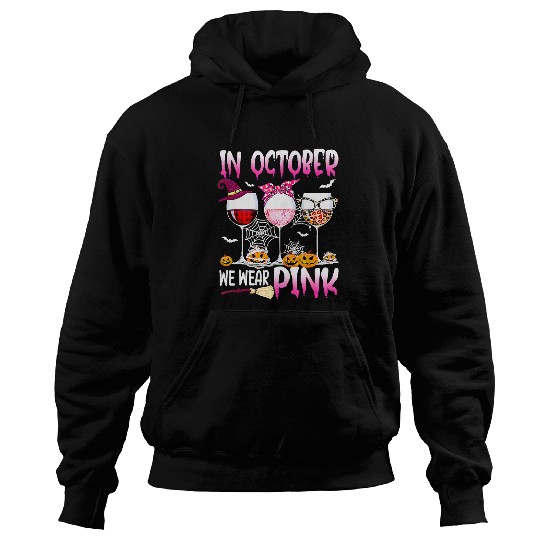 In October We Wear Pink Wines buffalo plaids Halloween Party 2 Hoodies