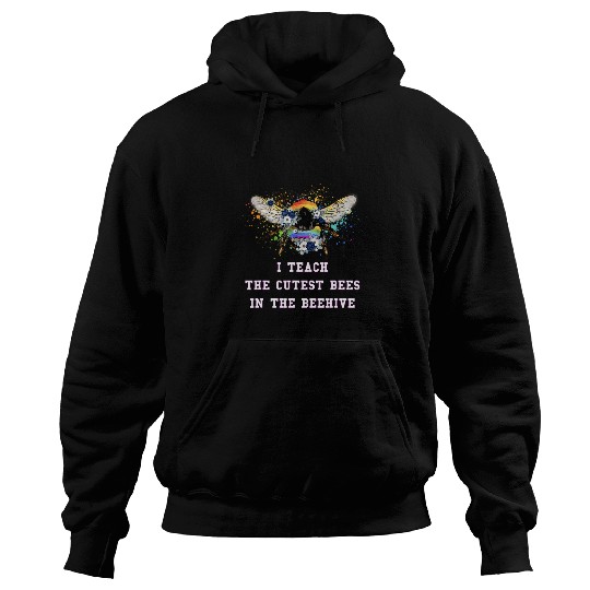 Colorful Bee Watercolor Graphic Teacher Back To School Hoodies