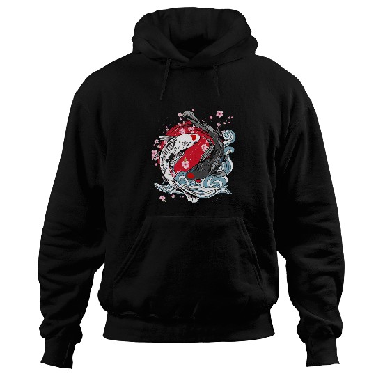 Tattoo Ink Japanese Koi Fish Tattoo Zen Red Circle Vintage Hoodies