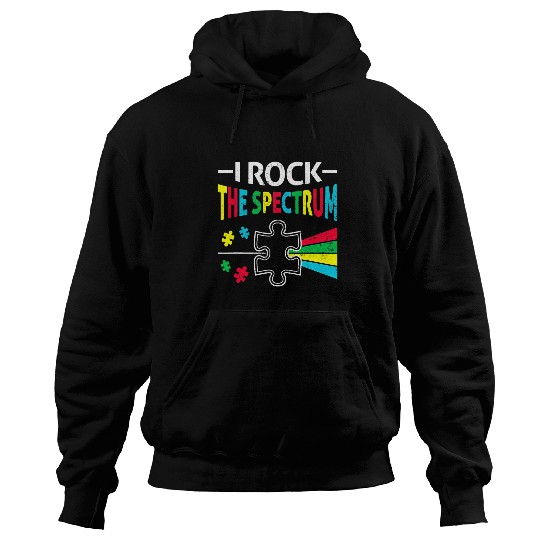 Autism Awareness Support Autistic Kids Rock Spectrum Neurodiverse Hoodies