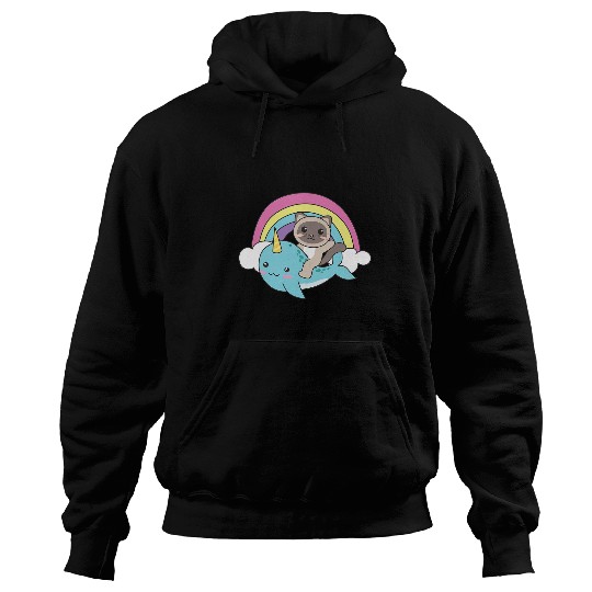 Narwhal Cute Siamese Cat Ocean Unicorns Kawaii Narwhals Hoodies