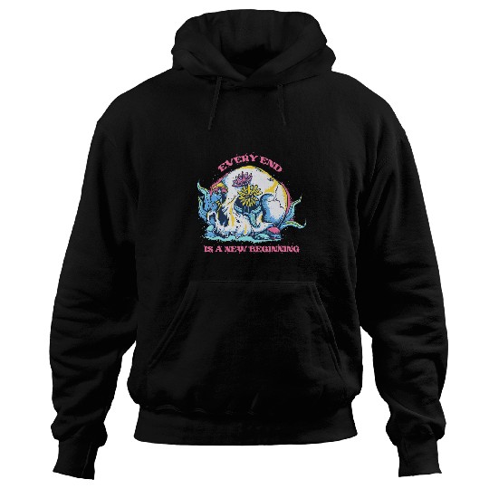 Skeletons Skulls Every End Is a New Beginning Gothic Skull Mushroom Flowers 104 Skull Hoodies
