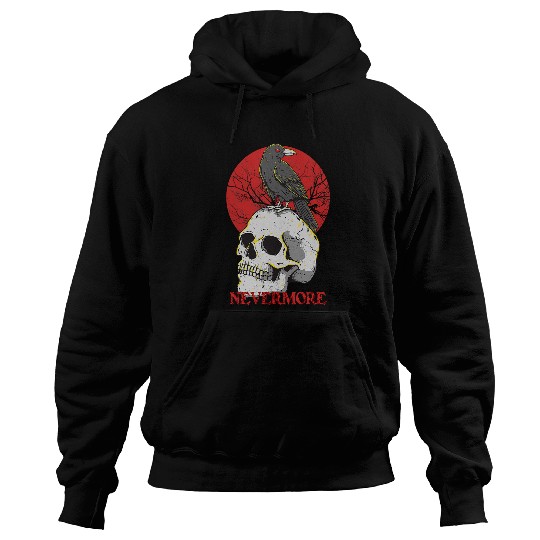 Skeletons Skulls Nevermore Gothic Crow Raven Skull Head Emo Punk Bird Lover 539 Skull Hoodies