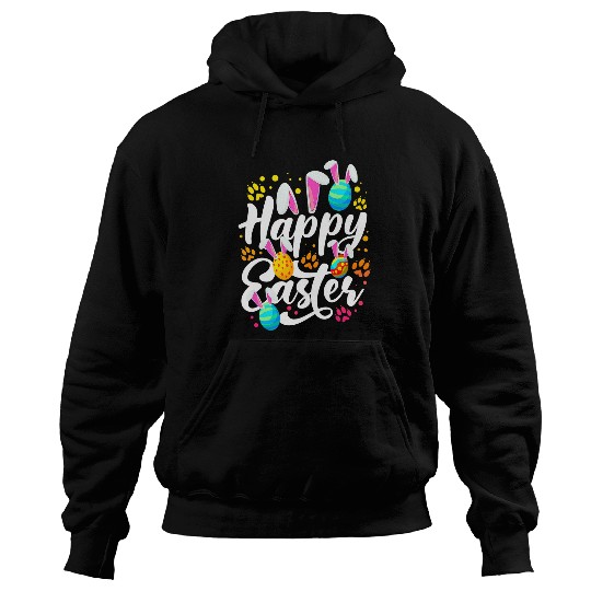 Rabbits Easter Eggs With Easter Bunny Rabbit Ears Funny Happy Easter Hoodies