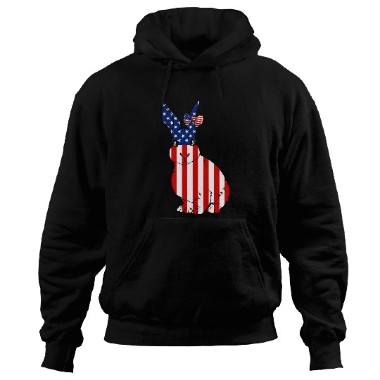 Rabbits Easter Bunny American Flag 4th Of July Rabbit Memorial Day Hoodies