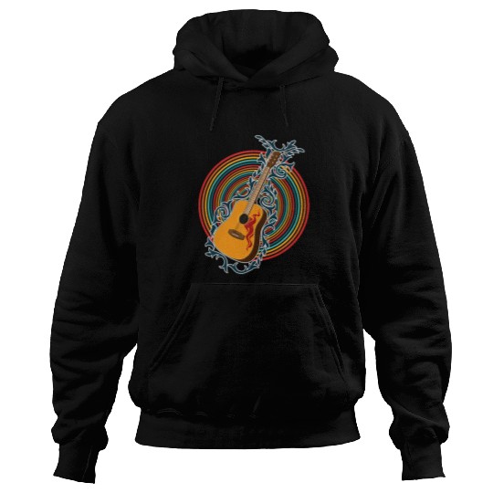 Guitarist Acoustic Guitar Nature for Music Artist Guitarist Spiral Guitar Hoodies